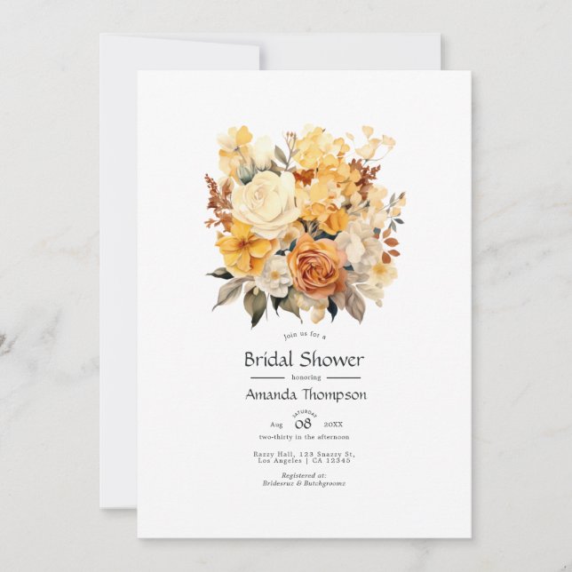 Invitation Champagne et Fête des mariées florale d'ivoire (Devant)