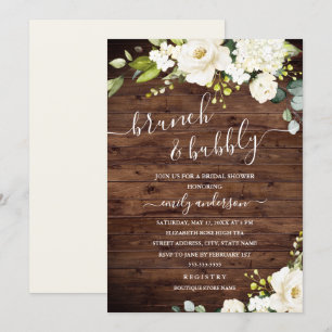 Invitation Champagne Florale Rustique Brunch Et Bulles