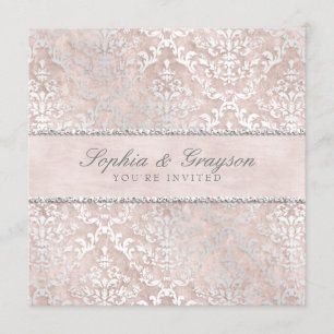 Invitation Champagne Glimmer Mariage damassé