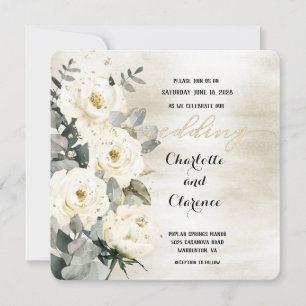 Invitation Champagne Gold Desdia Rose Eucalyptus Mariage