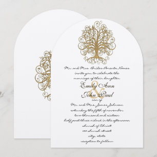 Invitation Champagne Gold Forest Rustic Luxe Tree Mariage