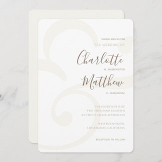 Invitation Champagne Gold Monogramme Élégant Mariage Invitati