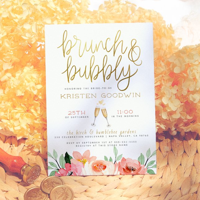 Invitation Champagne Heart Gold Brunch & Fête des mariées Bub (Créateur téléchargé)