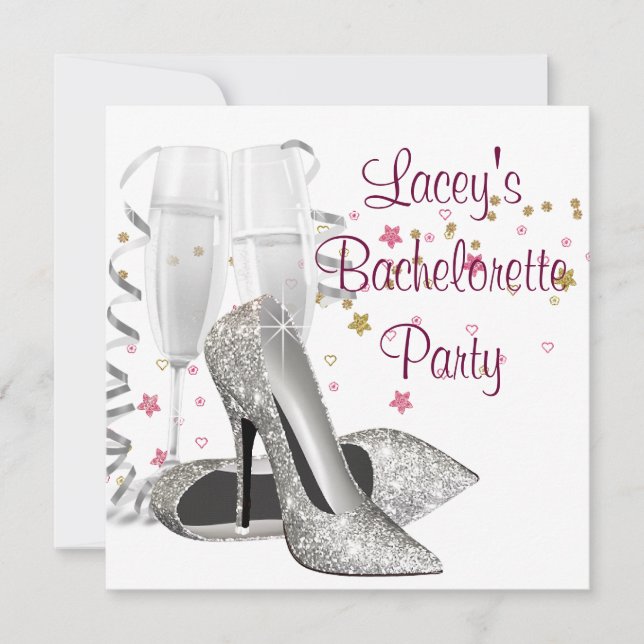 Invitation Champagne High Heures Bachelorette Party (Devant)