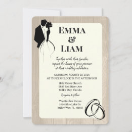 Invitation Champagne Ivory Rustique Silhouette Mariage