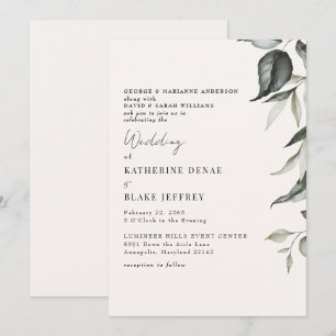 Invitation Champagne léger Mariage de feuillage botanique II