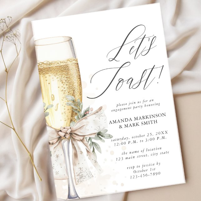 Invitation Champagne Let's Toast Winter Engagement (Créateur téléchargé)