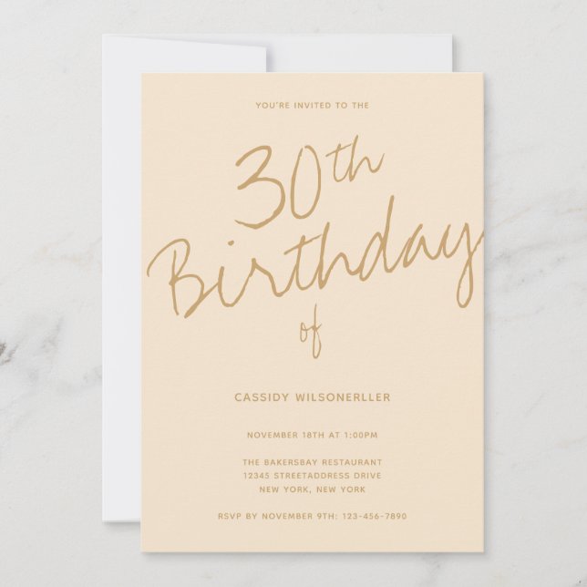 Invitation Champagne minimaliste 30e anniversaire (Devant)