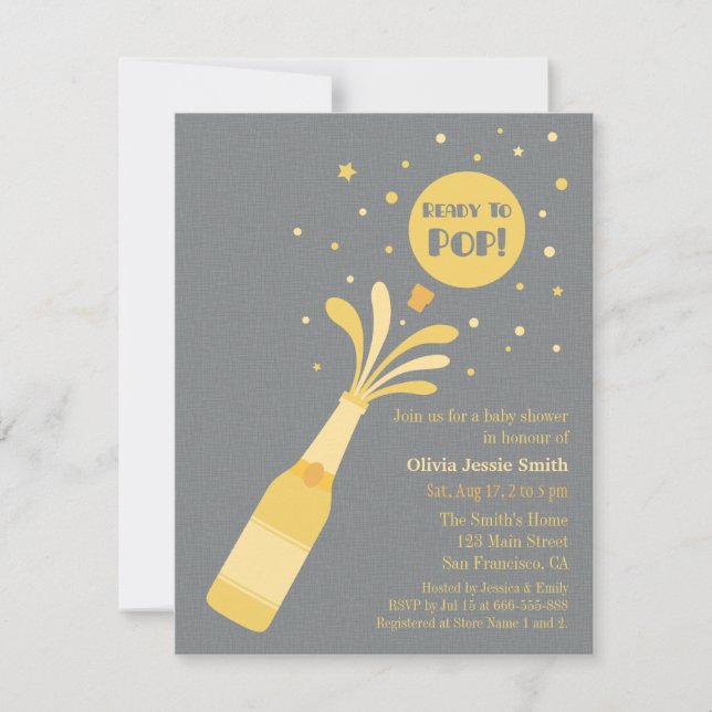 Invitation Champagne moderne prêt au Baby shower pop (Devant)