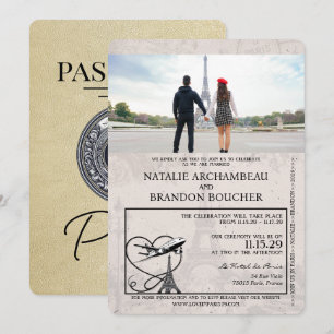 Invitation Champagne Paris Passport Mariage