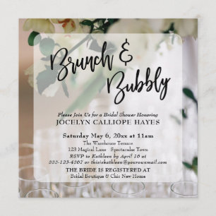 Invitation Champagne Photo Brunch & Bubbly Écriture manuscrit