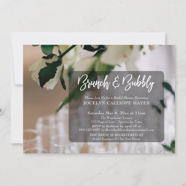 Invitation Champagne Photo Brunch & Bubbly écriture manuscrit (Devant)