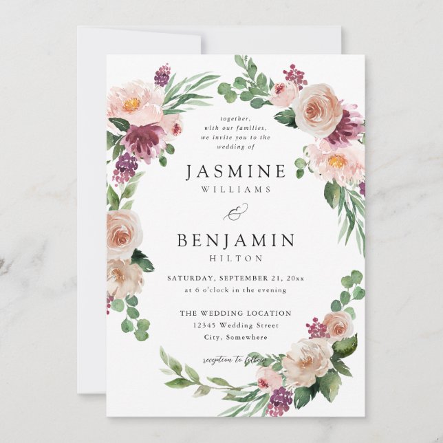 Invitation Champagne & Pink Floral 4 (Devant)