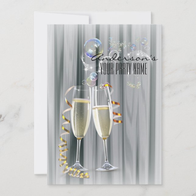 Invitation Champagne Pop Fizz Clink (Devant)