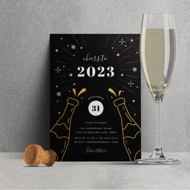 Invitation Champagne Pop | New Years Eve Party (Créateur téléchargé)