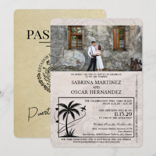 Invitation Champagne Puerta Vallarta Passport Mariage