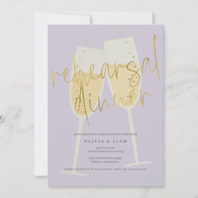 Invitation Champagne Rehearsal Dinner (Devant)