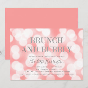 Invitation Champagne rose Bokeh Brunch et Fête des mariées Bu