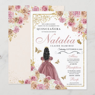 Invitation Champagne rose Champagne Butterfly Princess Quince
