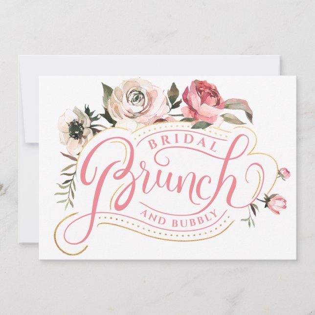 Invitation Champagne rose | Fête des mariées de brunch et bul (Devant)