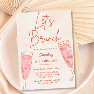 Invitation Champagne Rose Pétillante Faisons Brunch Toute Fêt