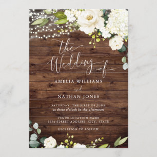 Invitation Champagne Rustique Champagne Floral Lumières Maria