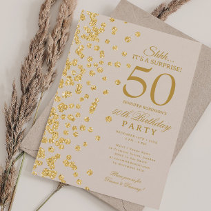 Invitation Champagne Surprise 50e Anniversaire Paillettes Dor