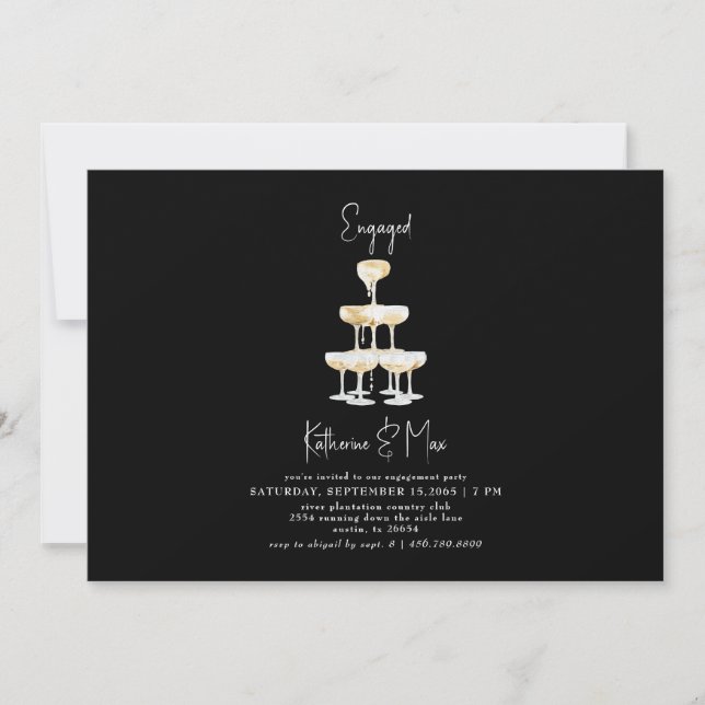 Invitation Champagne Tour Black Engagement Party III (Devant)