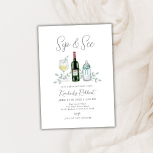 Invitation Champagne verdoyante Sip & Voir Baby shower