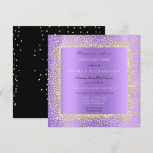 Invitation Champaigne minimum Gold Noir Confetti Violet Purp