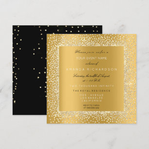 Invitation Champaigne Or Noir Confettis Sepia Pailleté VIP