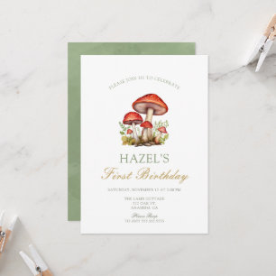 Invitation Champignon d'aquarelle Woodland Automne 1er annive
