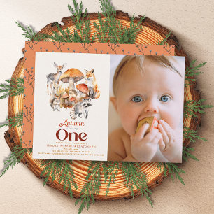 Invitation Champignon d'automne Bois Animaux 1er anniversaire