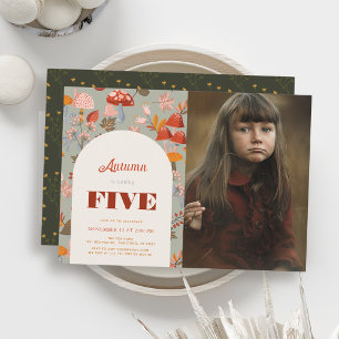 Invitation Champignon d'automne Fleur sauvage Anniversaire Ph
