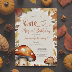 Invitation Champignon d'automne Première fête magique d'anniv