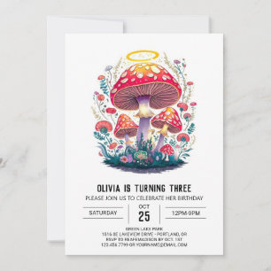Invitation Champignon numérique Boho enchanté Anniversaire