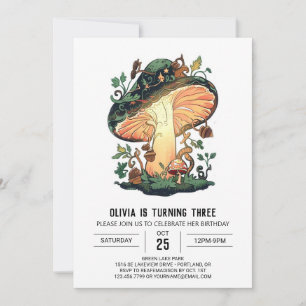 Invitation Champignon numérique Little Forest Anniversaire