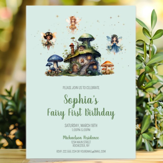 Invitation Champignons de première année de la fée enchantée (Enchanted Fairy First Birthday Mushroom Invitation, Whimsical Fairy Garden Invite, Woodland Pixie)
