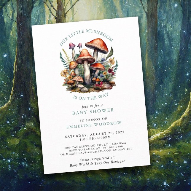 Invitation Champignons de Whimsical Baby shower de bois (Créateur téléchargé)