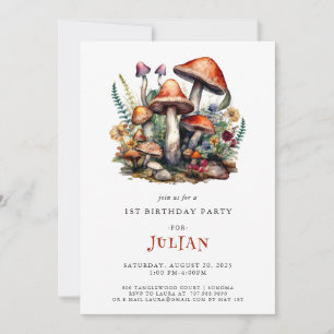 Invitation Champignons des bois 1er anniversaire
