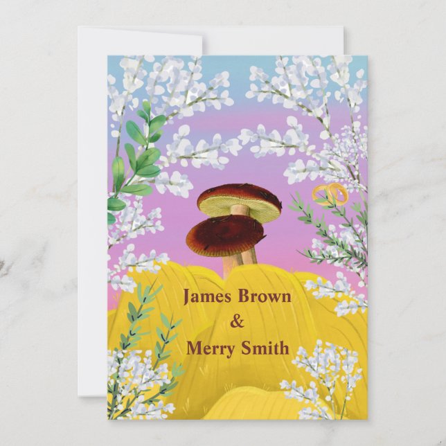 Invitation Champignons en Amour Haystack Fleurs Mariage (Devant)