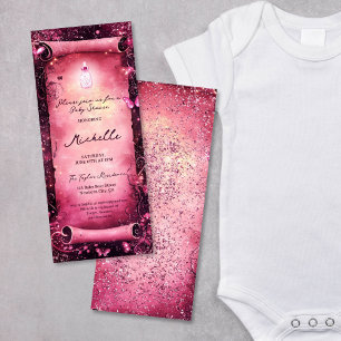 Invitation Champignons Papillon Enchantée Forest Scroll Baby