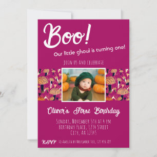 Invitation Champignons pour le premier anniversaire de Boo Ha