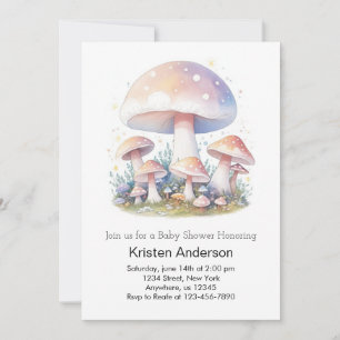 Invitation Champignons Wonderland Enchantment Baby shower fil