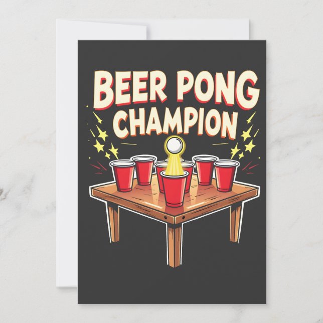Invitation Champion de Beer Pong Jeu de boire Ping Pong (Devant)