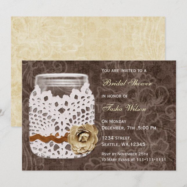 Invitation championnat de campagne mason jar Douche nuptiale  (Devant / Derrière)