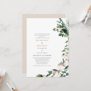 Invitation Champs de coton marron et blanc Parents Mariage