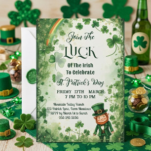 Invitation Chance des Trèfles Irlandais Arc-en-Ciel Leprechau