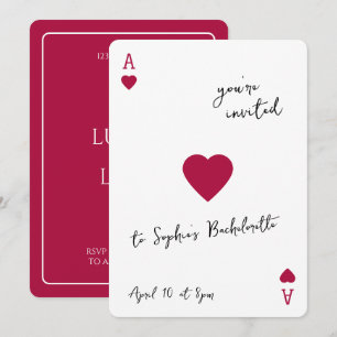 Invitation Chanceux en amour Bachelorette As de cœur
