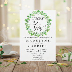 Invitation Chanceux en amour Mariage Saint-Patrick Trèfle 